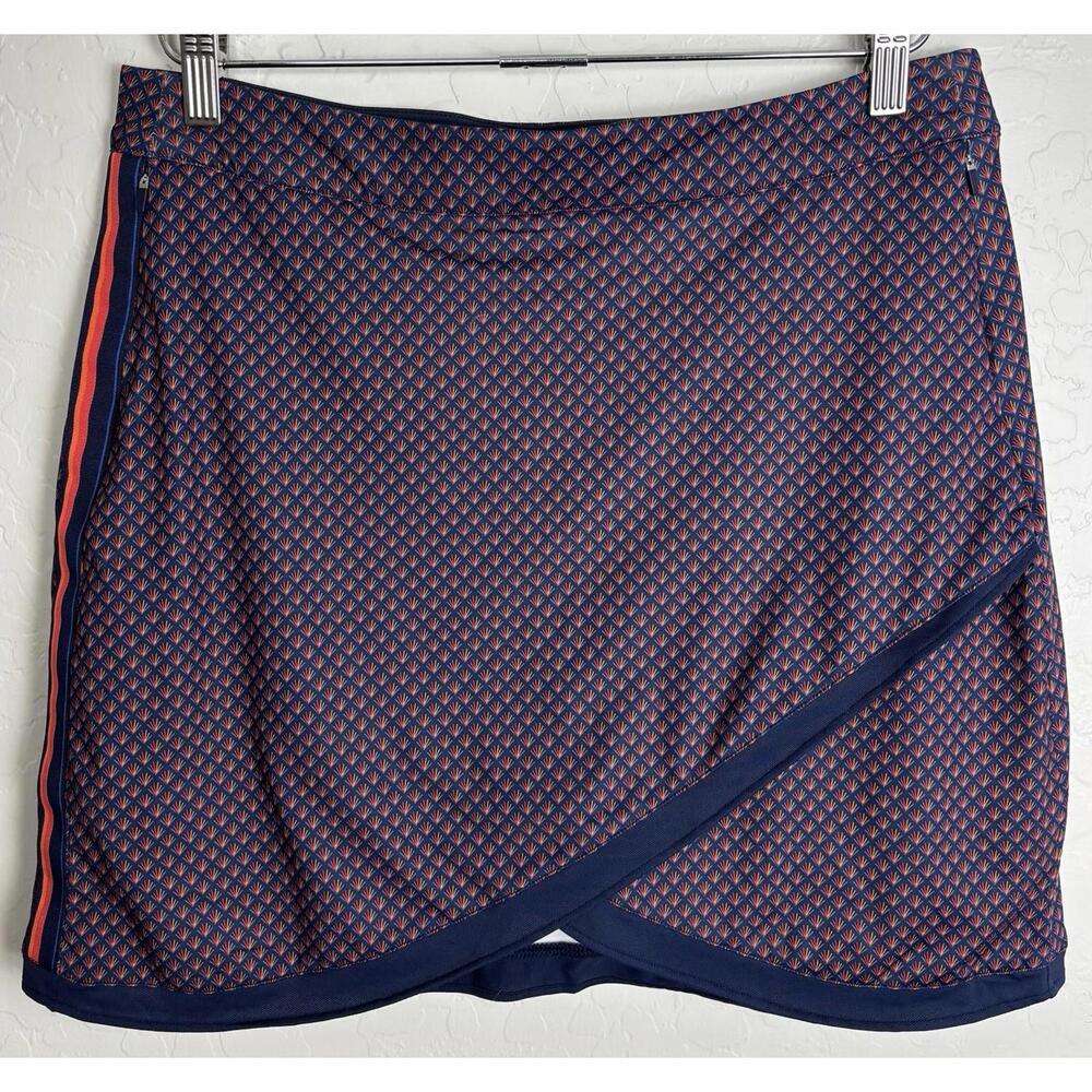 Peter Millar Navy with Coral Trim Printed Skort